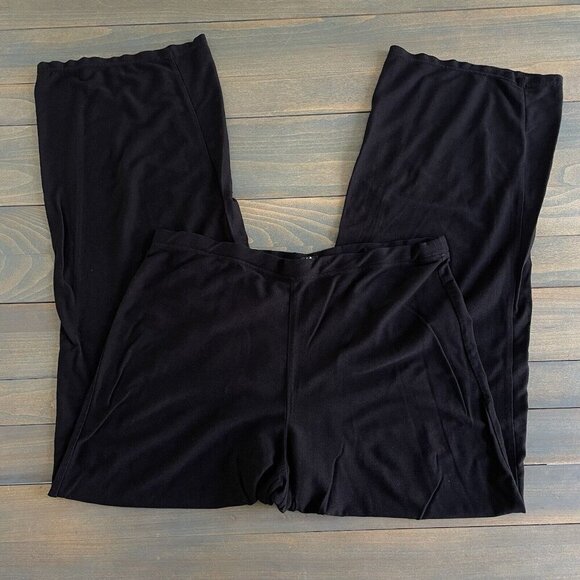 Eileen Fisher Stretchy Wide Straight Leg Viscose Knit Pants Black - SMALL (O7) - Picture 1 of 5